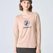 【荒野wildland】女輕能量纖維大圓領印花保暖衣0B12663-121 S 小麥色