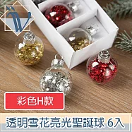 Viita 耶誕節聖誕樹氣氛掛飾 透明雪花亮光聖誕球 彩色H款 6入