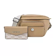 MICHAEL KORS MAISIE荔枝紋前口袋二合一腰包-大/ 奶茶