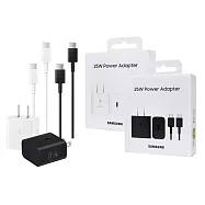 Samsung 三星 原廠新款 25W 超級快充+雙Type C線組 - 支援S25 S24系列【T2510 / 盒裝】 黑色