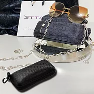 seoul show首爾秀 鉤環蜂巢紋輕量EVA拉鍊防壓墨鏡老花近視太陽眼鏡盒 黑色