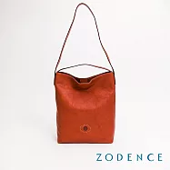 ZODENCE HAN義大利植鞣革率性長型水桶包 橘紅