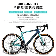 BIKEONE R7 鋁合金內走線SENSAN20速變速機械碟煞全能型彎把公路車煞變合一適合新手踏入公路車領域破風新利器- 藍綠