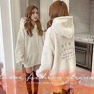 BJ COLLECTION 日系羊羔毛口袋帽T/上衣BJ30070 FREE 米白色