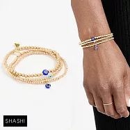 SHASHI 紐約品牌 LAPIS AZULI 青金石智慧之眼 細緻小金珠手鍊 三件組