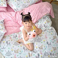 義大利Fancy Belle《森林樂園》單人純棉三件式防蹣抗菌吸濕排汗兩用被床包組-粉色