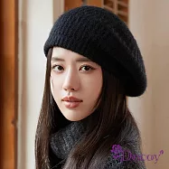 【Decoy】軟軟毛呢*針織保暖畫家貝雷毛線帽/ 黑