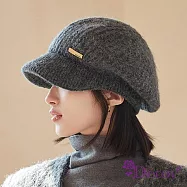 【Decoy】復古針織*小鴨舌保暖貝雷帽/灰