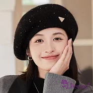 【Decoy】星空點點*優雅畫家針織貝雷帽/ 黑