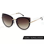 【SUNS】時尚大框墨鏡 切邊無邊框精品墨鏡 輕量金屬眼鏡 抗UV400 S045 茶色
