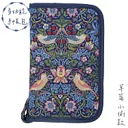 日本NEEDS經典印花多功能手帳收納包693622草莓小偷(20個袋體,適零錢鈔票信用卡片護照機票文具手機)威廉莫里斯手冊包手拿包化妝包
