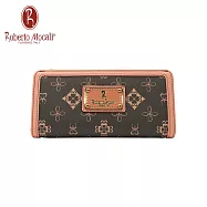 義大利《Roberto Mocali》典雅粉3鈔13卡單零錢格長夾RM-75210