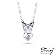 【客製品】STORY 故事銀飾-Kuromi & Me系列-酷洛米誕生石純銀項鍊-白K金 4月
