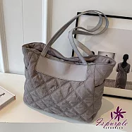 【iSPurple】菱格雲朵*尼龍大容量拖特肩背包/ 灰