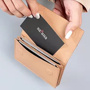 satana - Leather 簡約名片卡夾 - 裸茶色