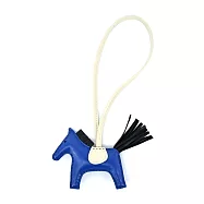 Hermes 愛馬仕 Rodeo小羊皮撞色手工馬兒吊飾(小) 藍/黑/白