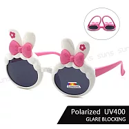 【SUNS】兒童彈力太陽眼鏡 可愛兔子造型2-8歲適用 寶麗來鏡片 抗UV400 白框粉腳