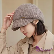 【Decoy】復古針織*小鴨舌保暖貝雷帽/卡其