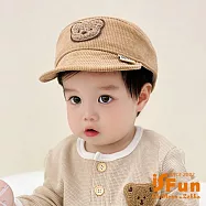 【iSFun】小熊燈芯絨*兒童保暖中性棒球帽/卡其
