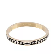 COACH CC Logo 琺瑯及玻璃水鑽不可調手環 (金色/黑色)