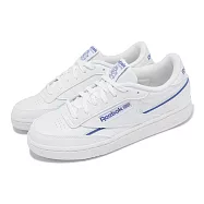 Reebok 休閒鞋 Club C 85 Vagan 女鞋 白 藍 皮革 拼接 復古 低筒 運動鞋 100074445 23.5cm WHITE/STE PUR/AQUDU
