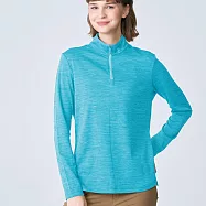 【荒野wildland】女拉鍊鬆餅格保暖機能衣冰河藍 S 冰河藍