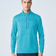 【荒野wildland】男拉鍊鬆餅格保暖機能衣冰河藍 M 冰河藍