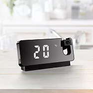 LED鏡面投影電子鐘/鬧鐘/時鐘(聲控/氣溫/鬧鐘/療癒小物/生日禮物/聖誕禮物/交換禮物) 黑殼白燈