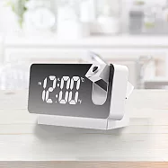 LED鏡面投影電子鐘/鬧鐘/時鐘(聲控/氣溫/鬧鐘/療癒小物/生日禮物/聖誕禮物/交換禮物) 白殼白燈