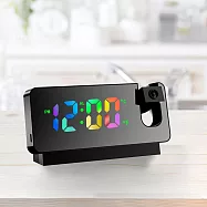 LED鏡面投影電子鐘/鬧鐘/時鐘(聲控/氣溫/鬧鐘/療癒小物/生日禮物/聖誕禮物/交換禮物) 黑殼彩屏