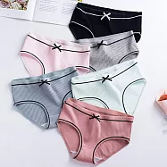 CS22 加大碼極舒棉蝴蝶結中腰內褲(5件/入) A款(藕/黑/灰/白/綠)