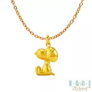 甜蜜約定2SWEET 懷抱夢想史努比Snoopy立體黃金墜子 送玫瑰鋼項鍊