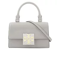 TORY BURCH Bon Bon 平滑牛皮迷你翻蓋手提/斜背二用包 (雲灰色)