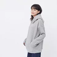 好我_Carrie暖窩短毛口袋連帽T 淺灰
