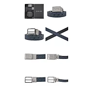 MICHAEL KORS 大LOGO滿版方牌/針扣雙頭雙面用皮帶禮盒組- 深藍