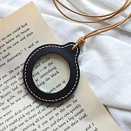 小樹屋-攜帶式皮革掛脖放大鏡(附贈收納袋) 烏木黑