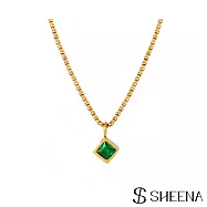 【SHEENA】立體方塊鋯石項鍊 - 綠
