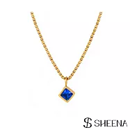 【SHEENA】立體方塊鋯石項鍊 - 藍