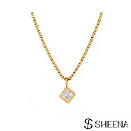 【SHEENA】立體方塊鋯石項鍊 - 白