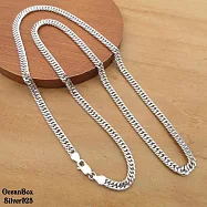 3mm寬50-60cm。義大利馬鞭鍊925純銀單鍊子 (外鍍專櫃級正白K.單戴鍊) 22吋55cm