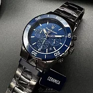 MASERATI瑪莎拉蒂精品錶,編號：R8873600005,44mm圓形寶藍精鋼錶殼寶藍色錶盤精鋼深黑色錶帶