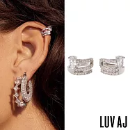 LUV AJ 好萊塢潮牌 鑲鑽三層銀色耳骨夾 橢圓切割主鑽 BALLIER EAR CUFF