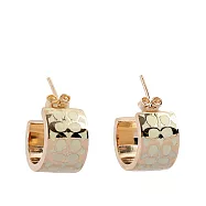 COACH CC Logo 滿版琺瑯環狀耳環 (金色/白色)