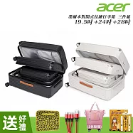 Acer Fashion 墨爾本拉鍊行李箱 三尺寸套裝 (19.5 + 24 + 28 吋)-贈好禮 質感黑