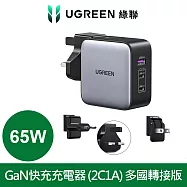 綠聯 65W 三口氮化鎵快充充電器 2C1A多國轉接版(電源供應器)