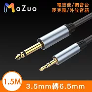【魔宙】3.5mm轉6.5mm 電吉他/調音台/麥克風/外放音箱 黑 1.5M