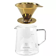 MILA鈦金不鏽鋼咖啡濾杯(2-4cup)+CAFEDE KONA 玻璃分享壺600ml-透明