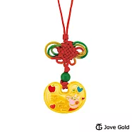 JoveGold漾金飾 佩佩金鎖Peppa Pig黃金墜子 送中國結紅繩