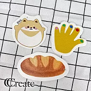 【CC家居】水彩繪造型壓縮木漿棉3入組(洗碗海棉/菜瓜布/可吊掛) 柴柴+麵包+手手