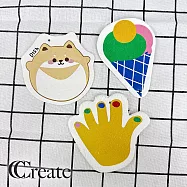 【CC家居】水彩繪造型壓縮木漿棉3入組(洗碗海棉/菜瓜布/可吊掛) 柴柴+手手+冰淇淋